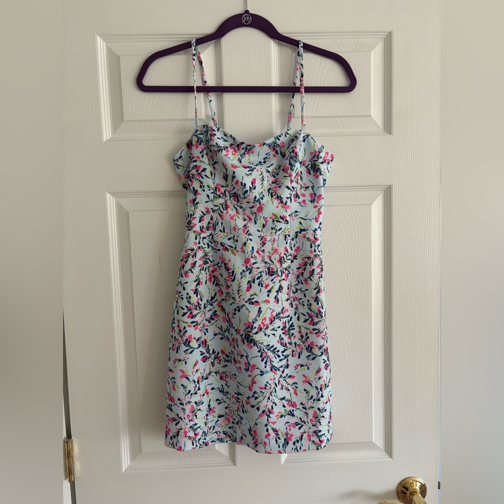 Floral Spaghetti-Strap Women’s Dress in Light Blue and Pink
